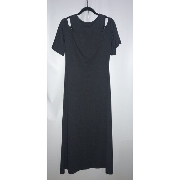 Umgee Dress cut-out shoulder Women's Large Grey Short Sleeve Long Maxi Knit - Picture 3 of 7